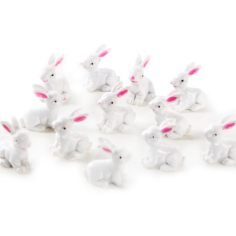 12 mini Osterhasen Figuren weiß pink 3 cm - Tischdeko Ostern