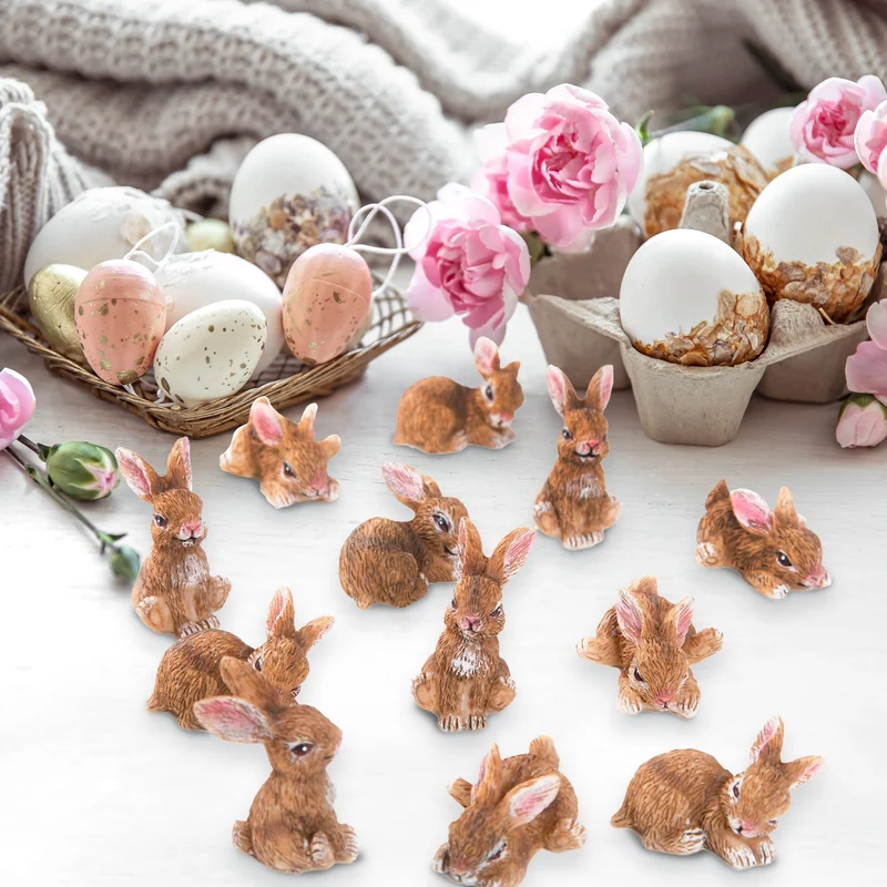 8 kleine Osterhasen Figuren - 4 cm braun - als Osterdeko Geschenk