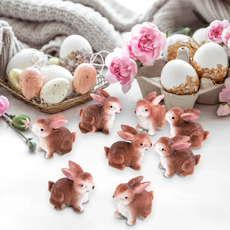 4 Mini Osterhasen Figuren 4 cm - kleine Osterdeko Streuteile Tischdeko