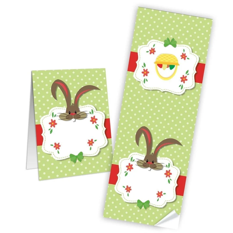 Logbuch-Verlag 25 Frohe Ostern Aufkleber Osterhase Osterdeko Osteretiketten Osteraufkleber 7,2 x 21 cm Verpackung Kindergeschenke beschriftbar Geschenkaufkleber grün rot weiß braun