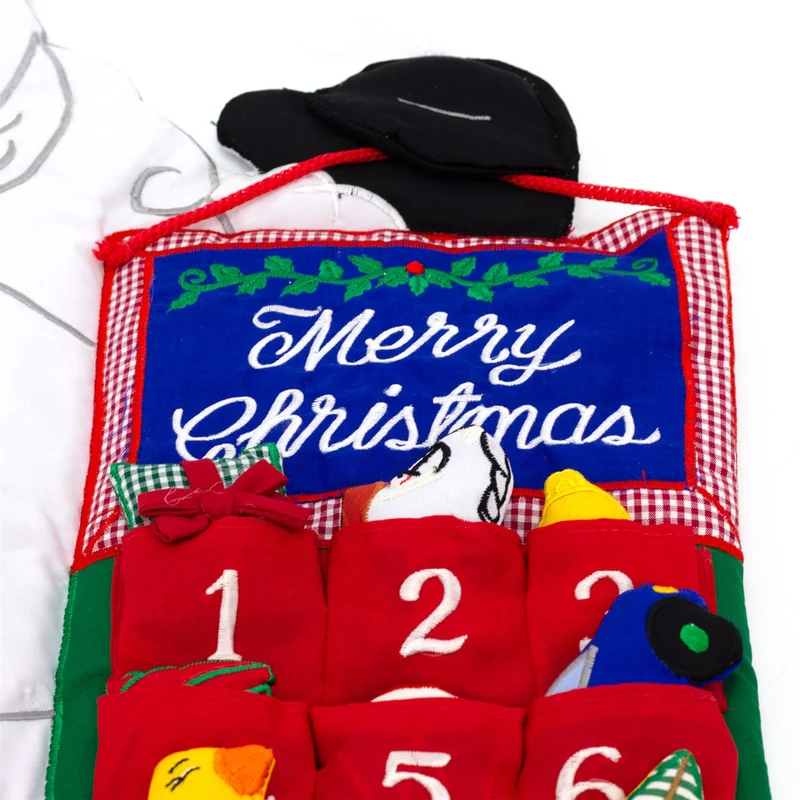 Fabric Santa Claus Advent Calendar | Reusable 24-Pocket Santa Calendar - 60x48cm