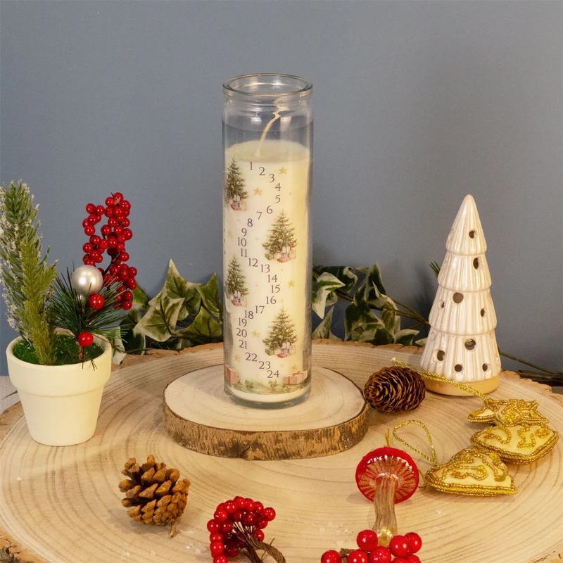 Cinnamon Christmas Advent Candle | Advent Pillar Candle in Glass Jar - 21cm