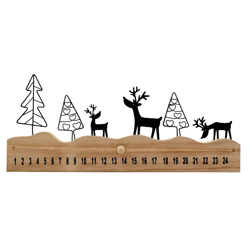 Reindeer Scene Christmas Advent Calendar | Wooden Reusable Advent Calendar 35cm