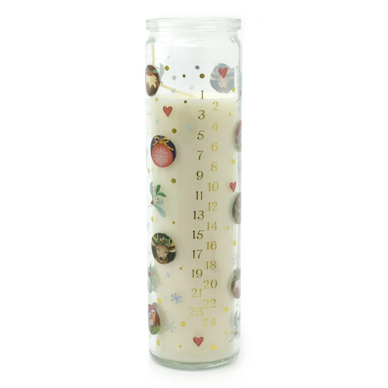 Apple & Cinnamon Christmas Advent Candle | Pillar Candle in Glass Jar - 21cm