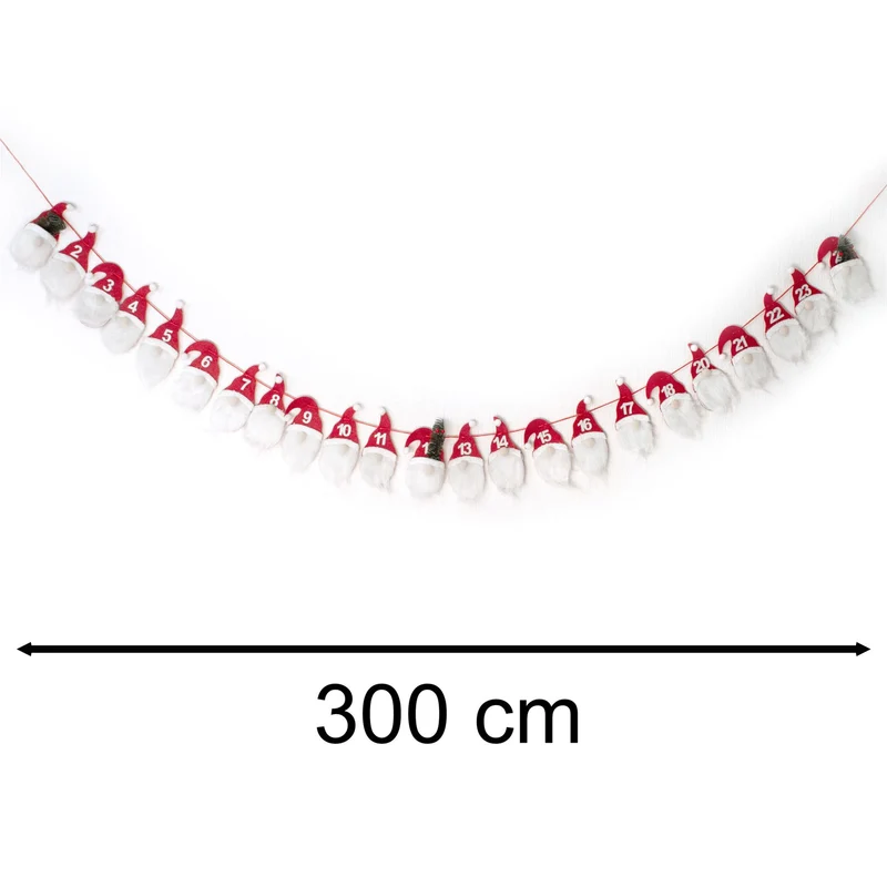Gonks Christmas Advent Calendar | Reusable 24 Pocket Advent Calendar - 300cm