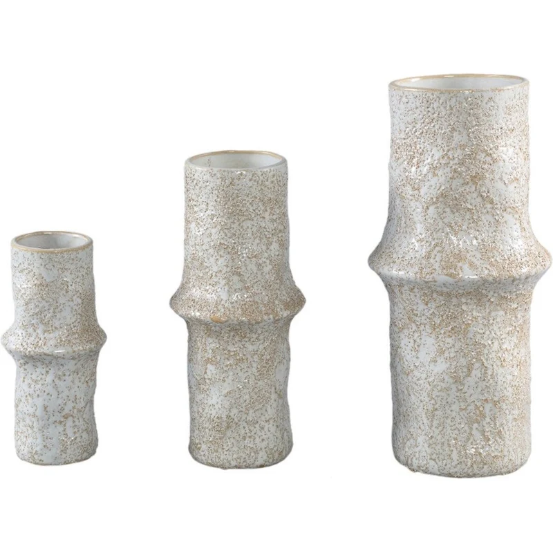 Vase Poales S - natürliche Keramikvase Weiß Ø 6 × H 18 cm