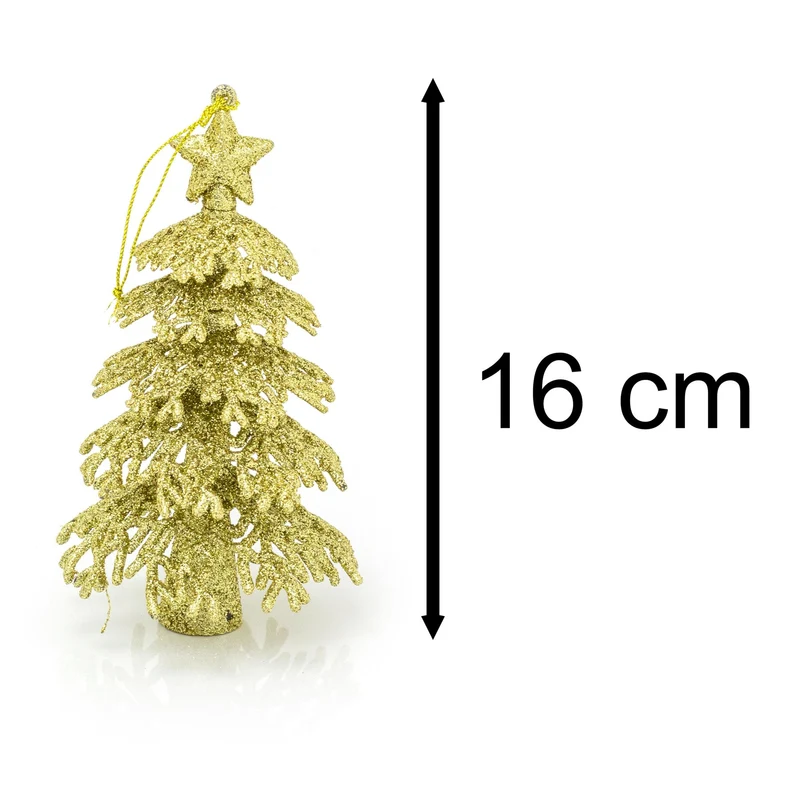Gold Glitter Christmas Tree Shaped Hanging Decoration | Novelty Hanging Christmas Tree Ornament | Xmas Bauble Christmas Bauble Christmas Decor
