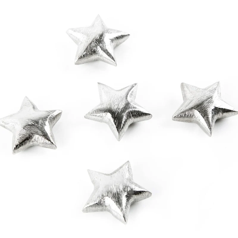5 kleine Sterne - silberfarbene Streudeko weihnachtlich aus Aluminium - Weihnachtsdeko zum Streuen