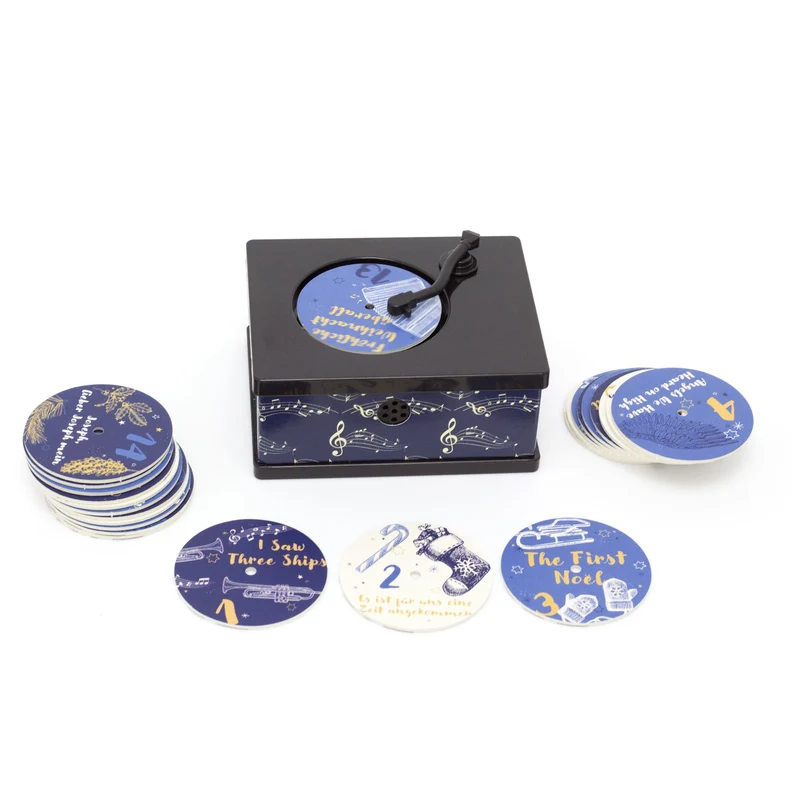 Mini Gramophone Musical Advent Calendar | Christmas Music Box Christmas Advent Calendar | 24 Christmas Songs Phonograph