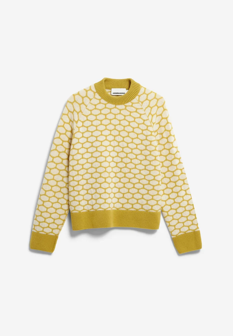 GEPUNKTETER WOLLSTRICKPULLOVER | mosslace-oatmilk