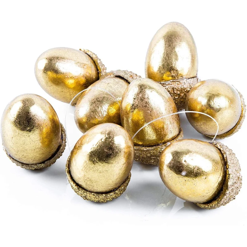 8 goldene Eichelnüsse Nüsse Weihnachtsdeko 7 x 5 cm zum Aufhängen