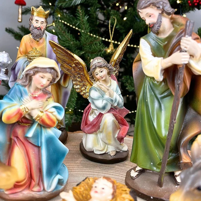 Large Traditional Deluxe Christmas Nativity Set Scene With 10 Detailed Figures