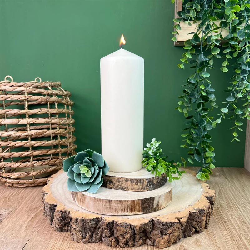 Unscented Ivory Pillar Candle | Tall Cream Church Pillar Candle - 20x7cm
