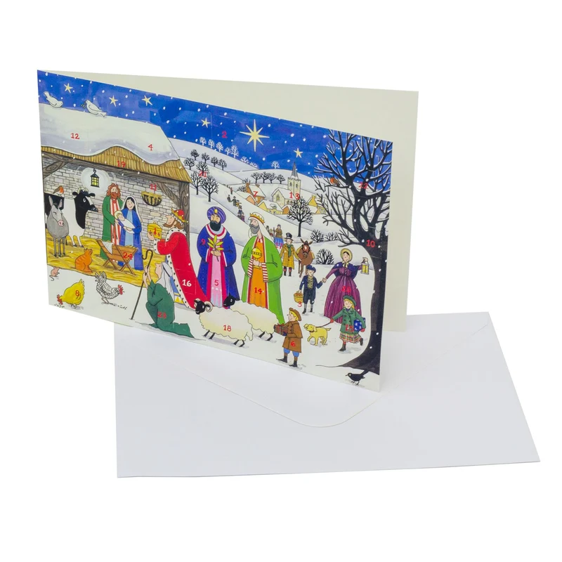 Jesus is Born - Nativity Christmas Advent Calendar Greetings Card & Envelope