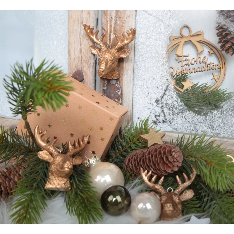 24 Geschenkboxen braun 10 x 4 x 8 cm mit goldenen Sternen