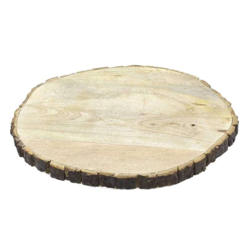 42cm Wooden Tree Trunk Cake Stand | Large Wedding Birthday Cake Round Display Board | Serving Platter Table Centerpiece