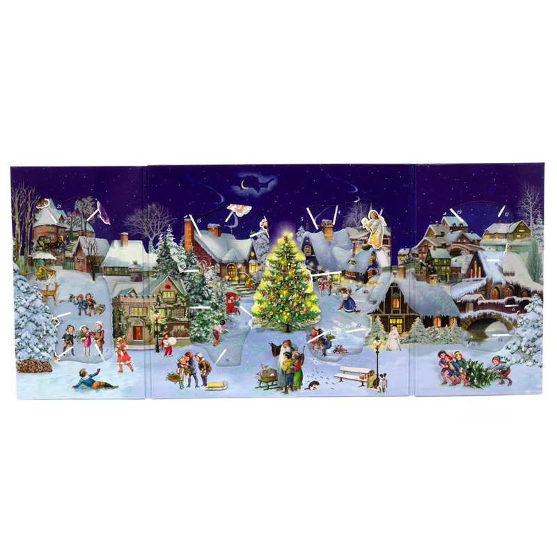 Winter Village Christmas Advent Calendar | 3D Slide-In Figures & Fold-Out Design