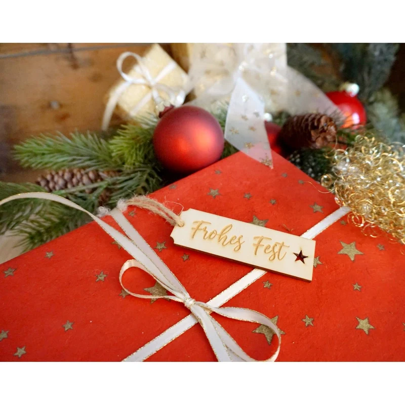 Frohes Fest Text Weihnachtsanhänger aus Holz Weihnachtsgeschenk Anhänger