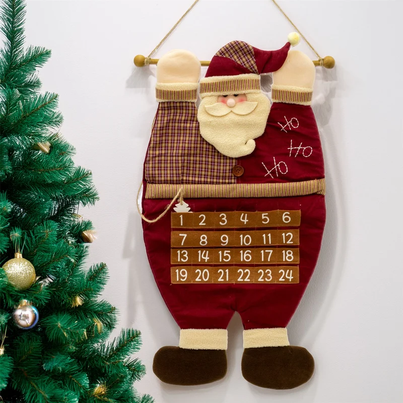 Santa Christmas Advent Calendar | Reusable 24 Pocket Advent Calendar - 70cm