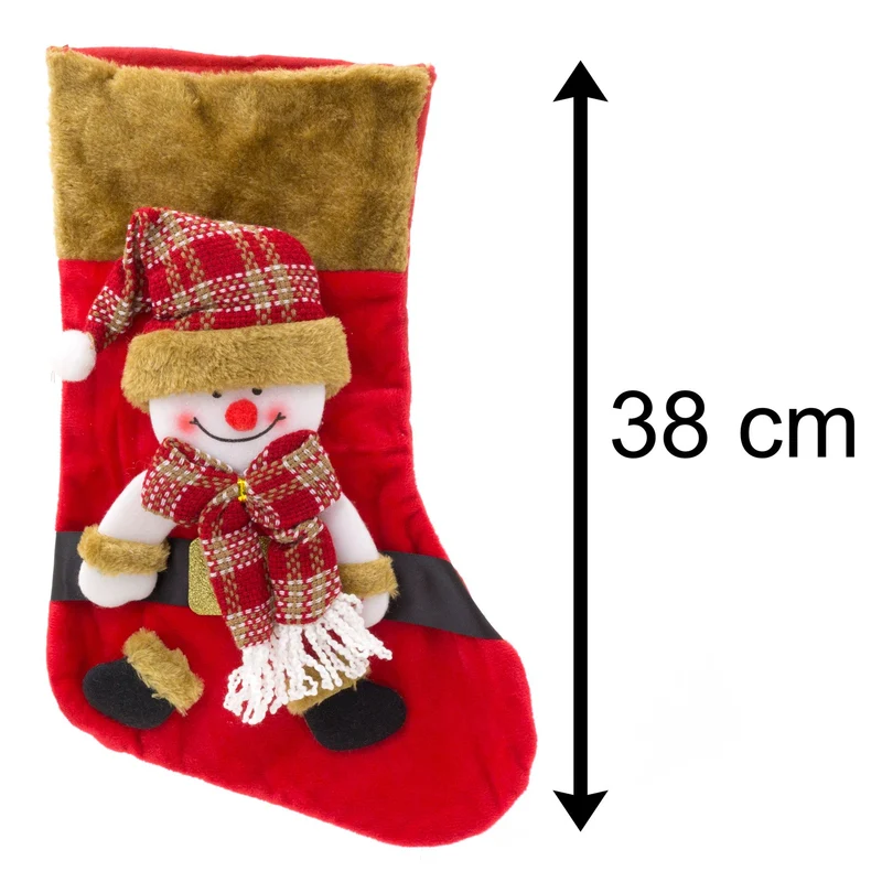 3D Plush Christmas Stocking Xmas Stockings | Festive Adult Christmas Stocking | Kids Christmas Stocking Fireplace Decorations - Snowman