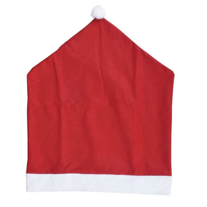 2 Piece Christmas Chair Covers Santa Hat Chair Back Covers | Christmas Fabric Santa Seat Covers Slips | Chair Covers Red And White Santa Hat Chair Covers