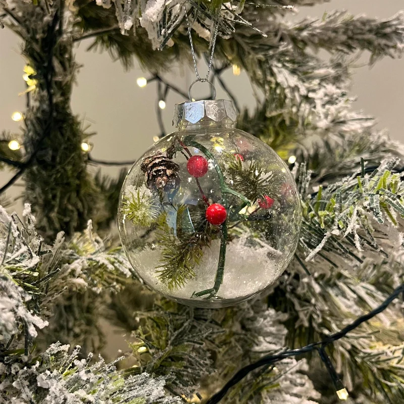 8cm Pine Cone And Berry Christmas Bauble | Snow Christmas Ball Tree Decorations | Xmas Bauble Christmas Decor - Design Varies One Supplied