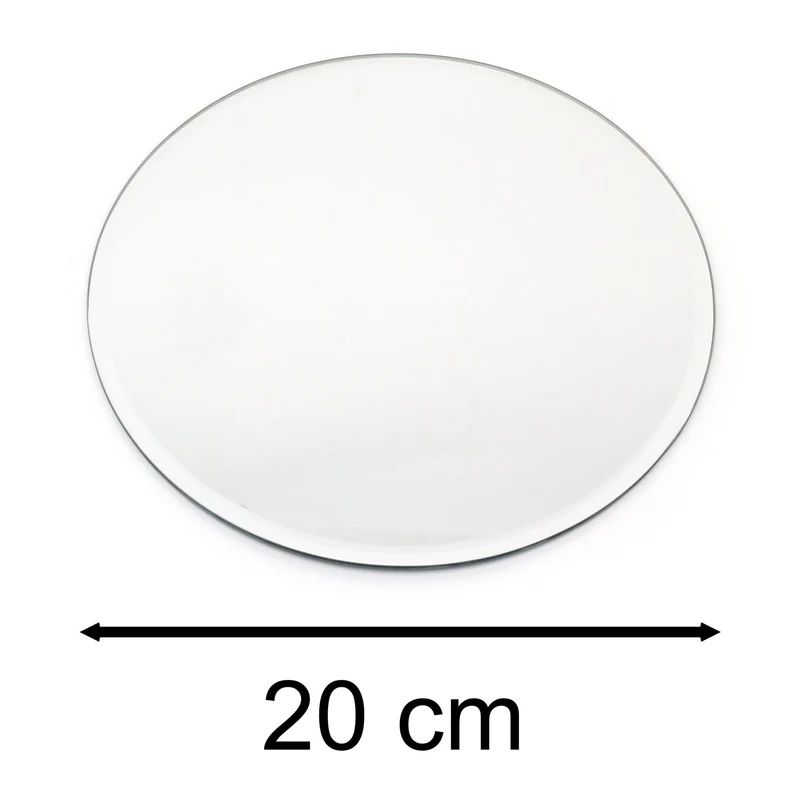 20cm Elegant Round Glass Coaster Decorative Mirror Plate | Mirror Glass Display Candle Plate | Mirrored Candle Tray Vanity Perfume Tray