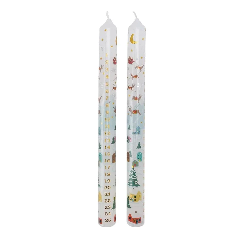 Set of 2 Dashing Through The Snow Christmas Advent Candles | Christmas Candles