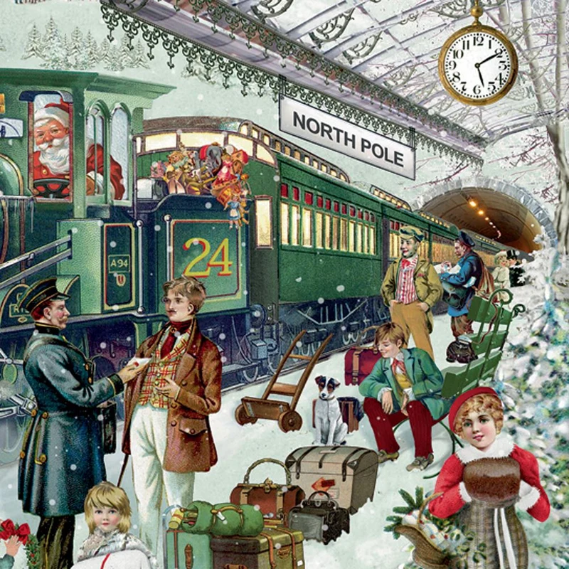 Christmas Advent Calendar Santa's Express | Christmas Train Advent Calendar Traditional Advent Calendar | The Christmas Railway Picture Advent Calendar Paper Advent Calendar