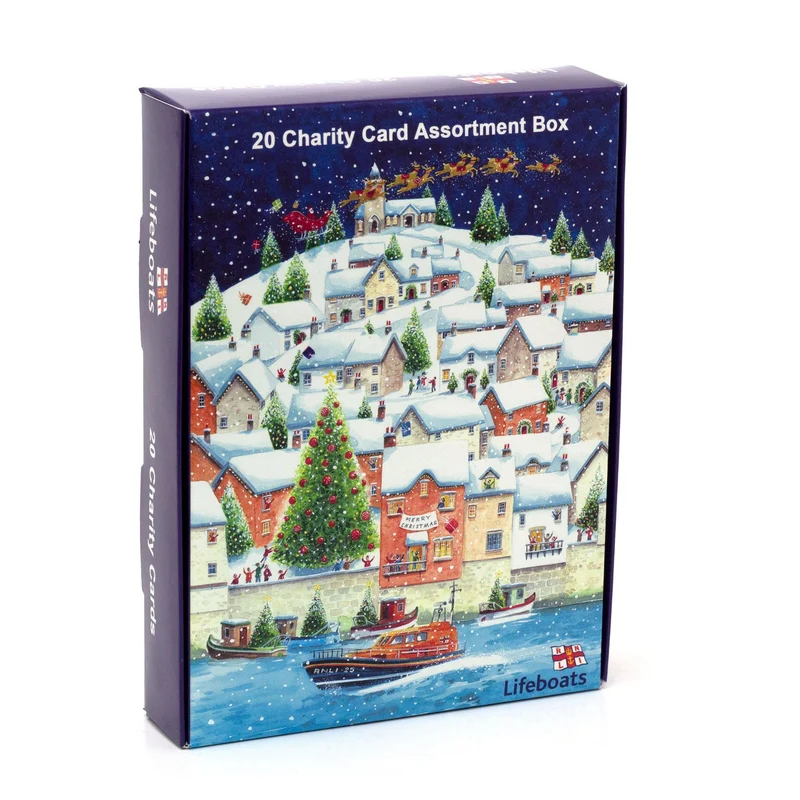 Pack of 20 RNLI Charity Christmas Greeting Cards | Lifeboats & Santa Designs