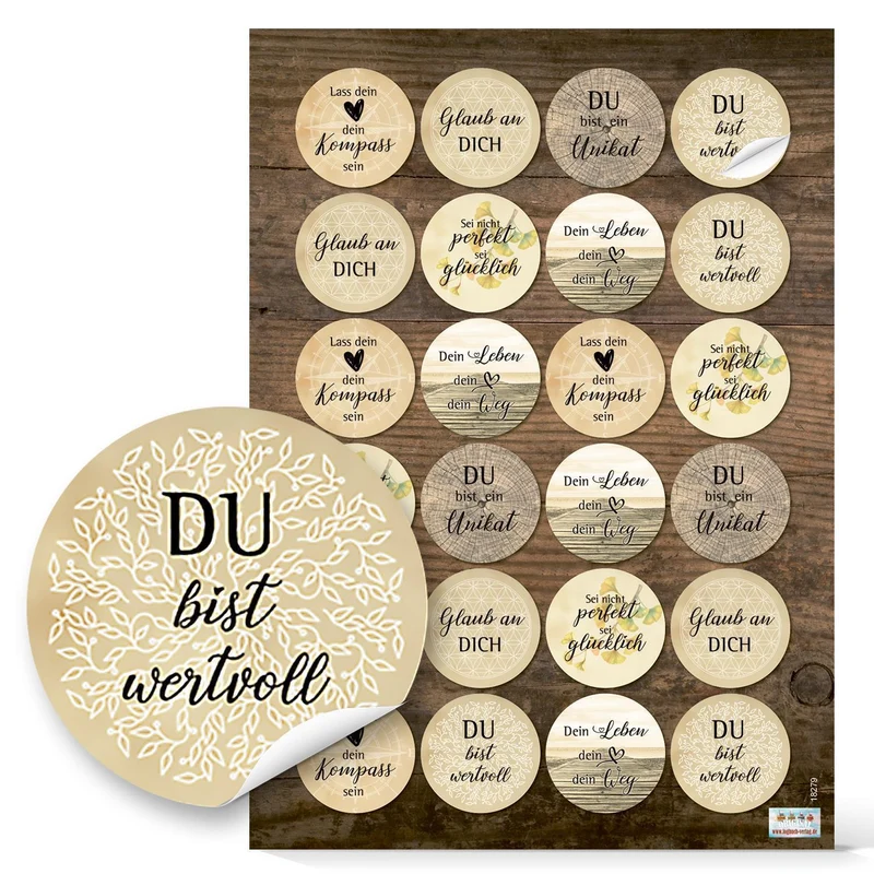 Aufkleberset mit 5 x 24 Aufklebern - Blankoaufkleber zum Beschriften + Sticker Sprüche Umwelt Natur