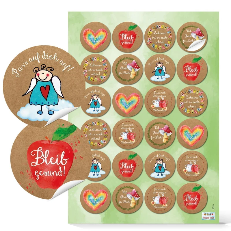 Aufkleber Set mit Sprüchen - 5 x 24 Geschenkaufkleber zum Briefe Schreiben Basteln Verzieren