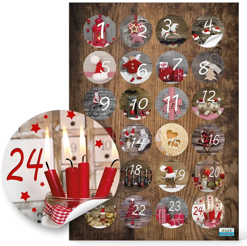 Adventskalender-Set mit 24 Geschenkboxen Engel 8 x 6,5 x 5,5 cm und Zahlenaufklebern 1–24
