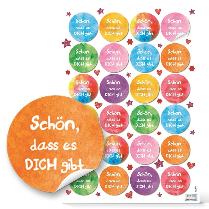 Aufkleber Set 3 x 24 bunte Sprüche Sticker 4 cm