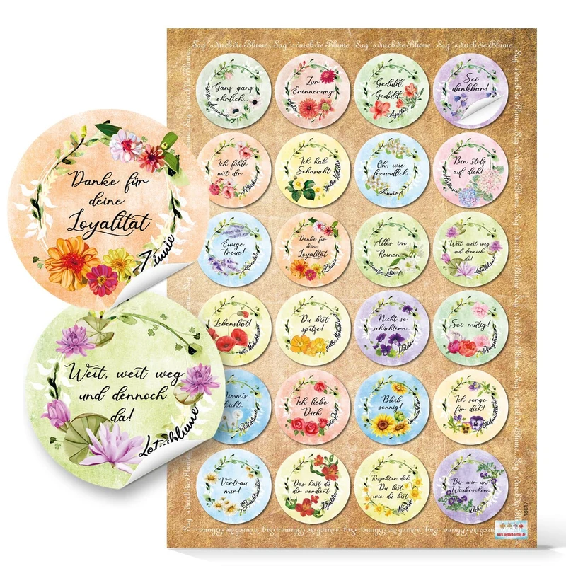 Aufkleber Set 3 x 24 bunte Sprüche Sticker 4 cm