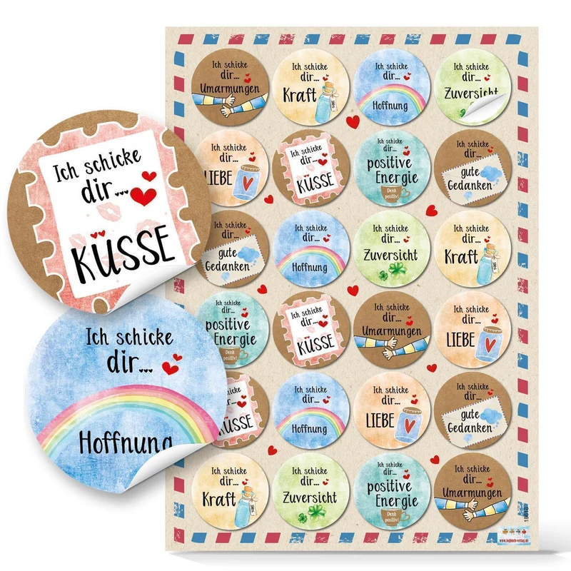 Sticker SET mit 5 x 24 bunten Aufklebern - Sprüche Statements gute Wünsche - Geschenkaufkleber