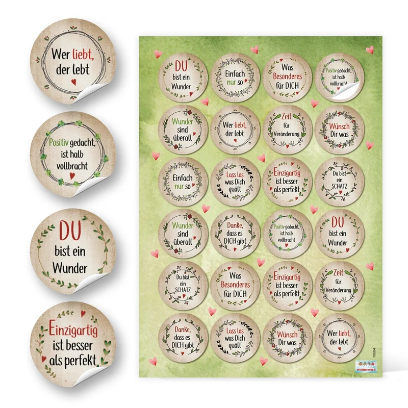 Sticker SET mit 5 x 24 bunten Aufklebern - Sprüche Statements gute Wünsche - Geschenkaufkleber