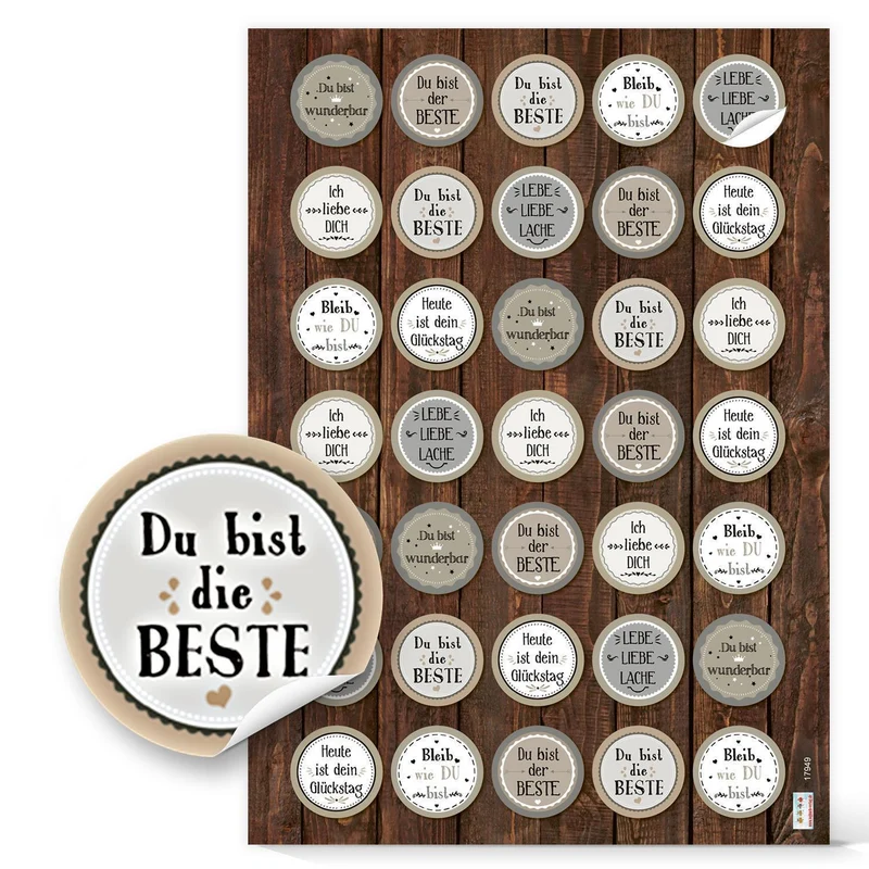 Großes Aufkleber SET - Motivationsaufkleber + Blanko Aufkleber zum Beschriften - beige grau Vintage-Stil