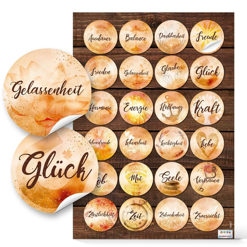 Großes Aufkleber SET - Motivationsaufkleber + Blanko Aufkleber zum Beschriften - beige grau Vintage-Stil