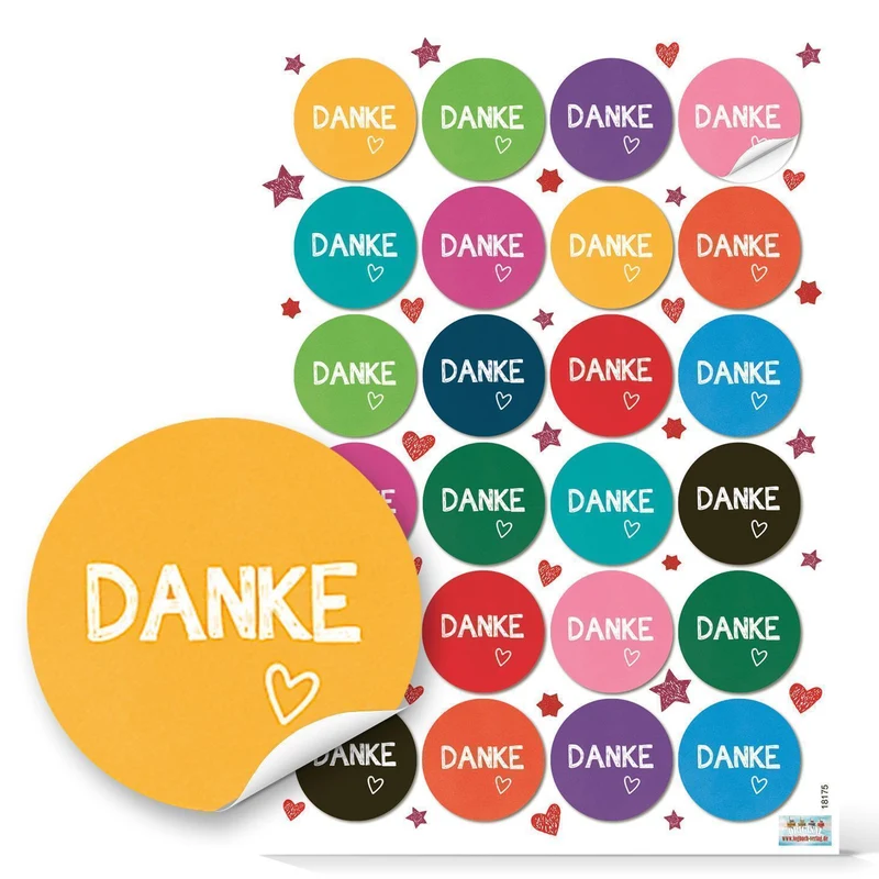 Buntes Sticker Set Mix - DANKE + VIEL GLÜCK + Sprüche Aufkleber - Verzierung Geschenke Verpackung
