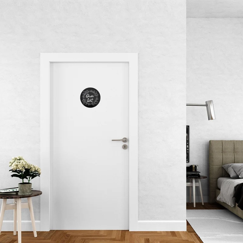 Badezimmer Türschild schwarz Set „Bad“ + „Gäste WC“ + „WC“in Tafelkreide-Optik (15,5 cm) mit Klebepads