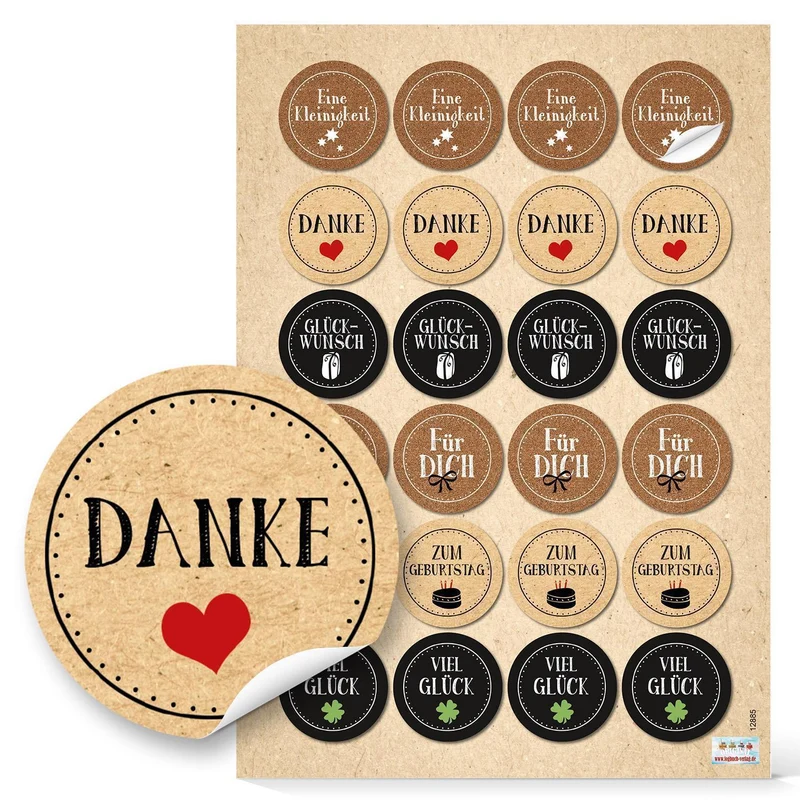 Geschenkaufkleber SET - Aufkleber Mix zum Basteln und Verzieren von DIY Verpackungen - beige braun Vintage