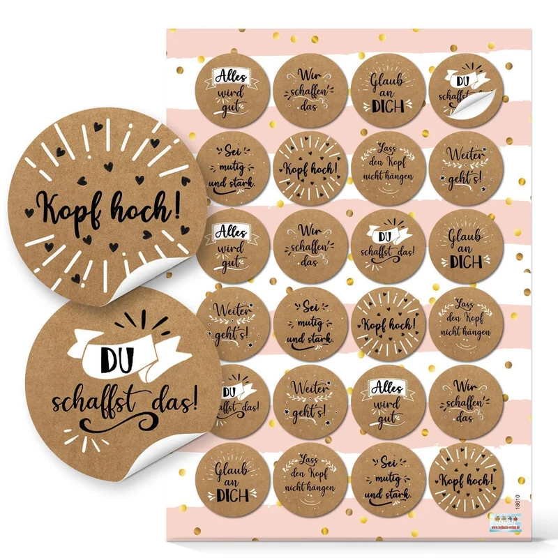 Geschenkaufkleber SET - Aufkleber Mix zum Basteln und Verzieren von DIY Verpackungen - beige braun Vintage