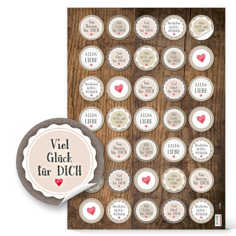 Großes Sticker Set mit 6 x 24 Aufklebern - Sprücheaufkleber zum Verzieren von Verpackungen