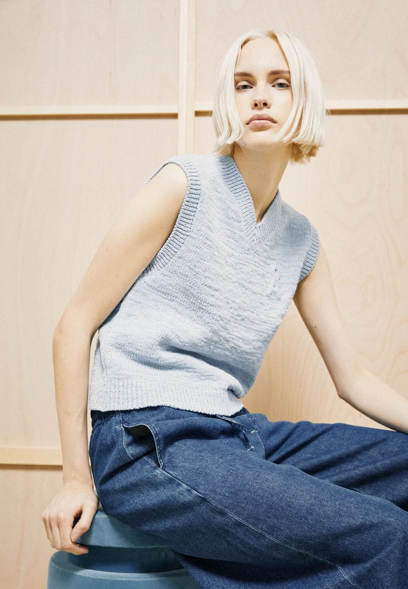 ICONIC Å BAUMWOLL-STRICKPULLUNDER | mistblue