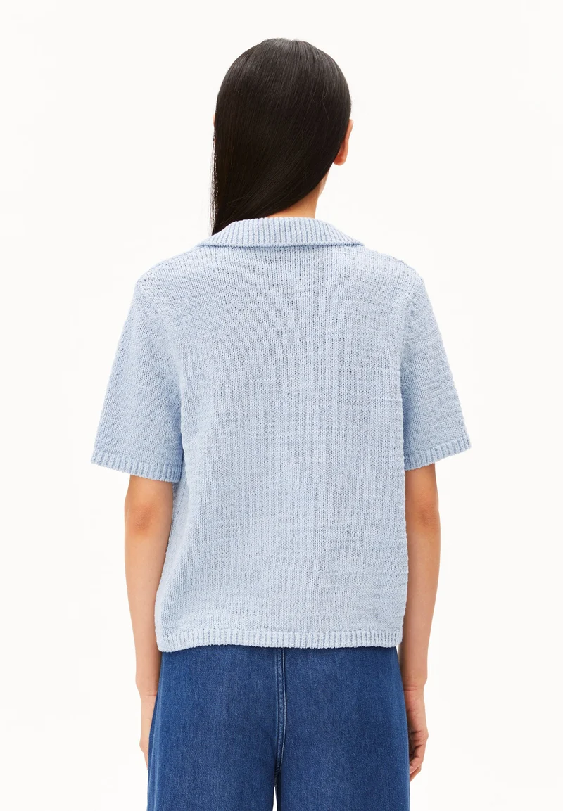 ICONIC Å BAUMWOLL-POLO-STRICKPULLOVER | mistblue