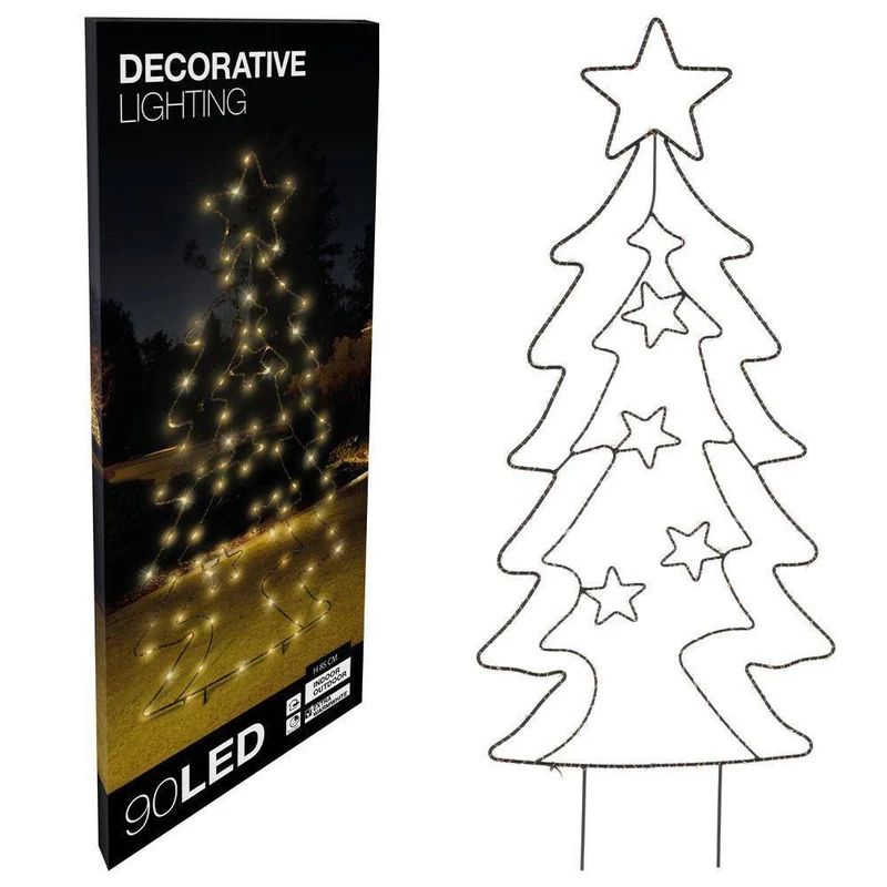 85cm Outdoor LED Christmas Tree Silhouette | 90 LED Warm White Light Up Outdoor Christmas Tree | Black Metal Illuminated Christmas Tree Christmas Decor