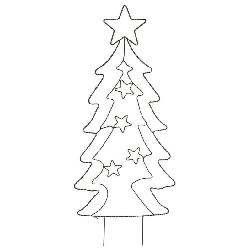 85cm Outdoor LED Christmas Tree Silhouette | 90 LED Warm White Light Up Outdoor Christmas Tree | Black Metal Illuminated Christmas Tree Christmas Decor