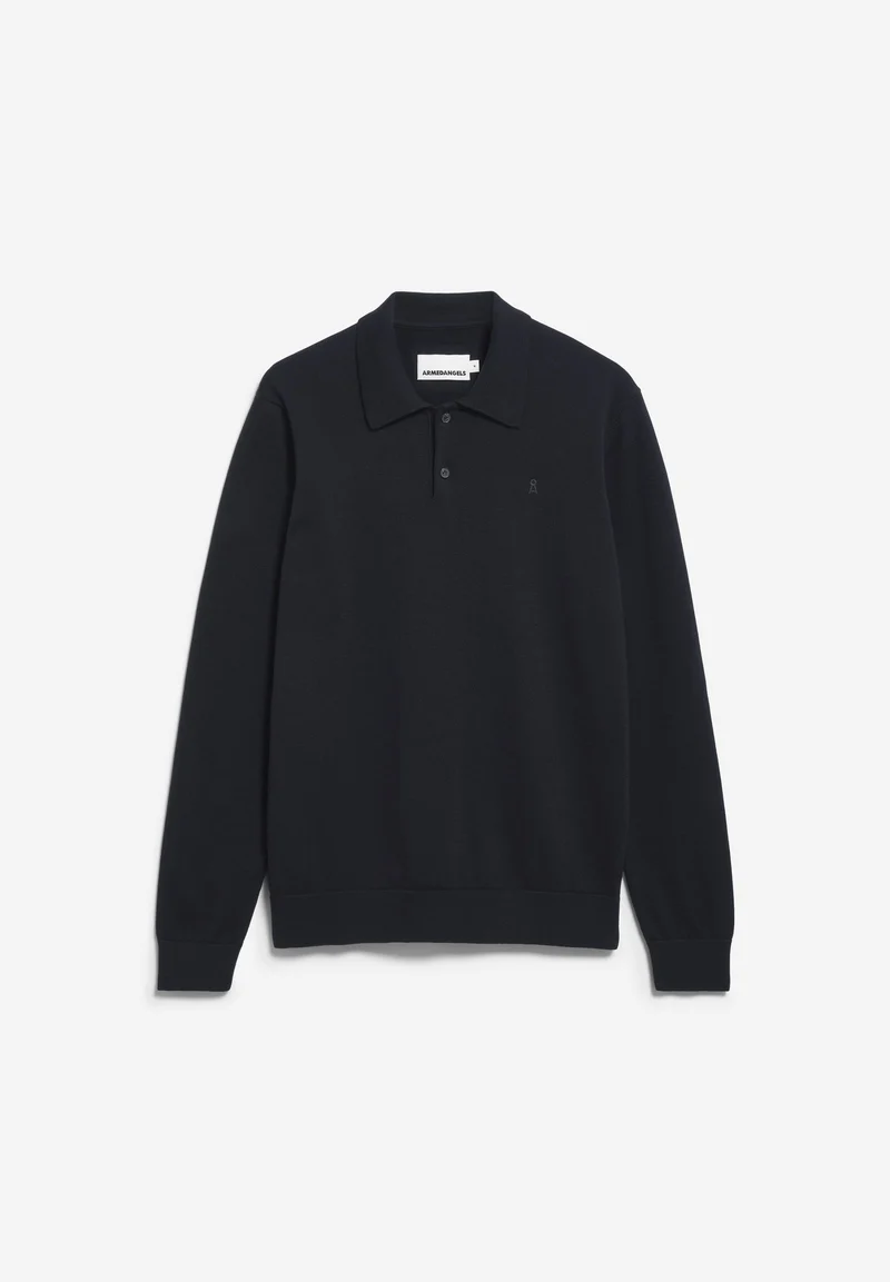 STRICK-POLOLANGARMSHIRT | black