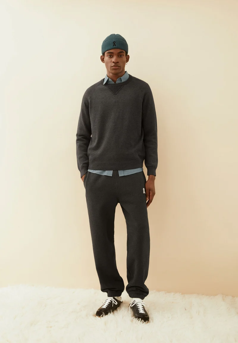 BAUMWOLL-STRICKPULLOVER | mid silver melange-black
